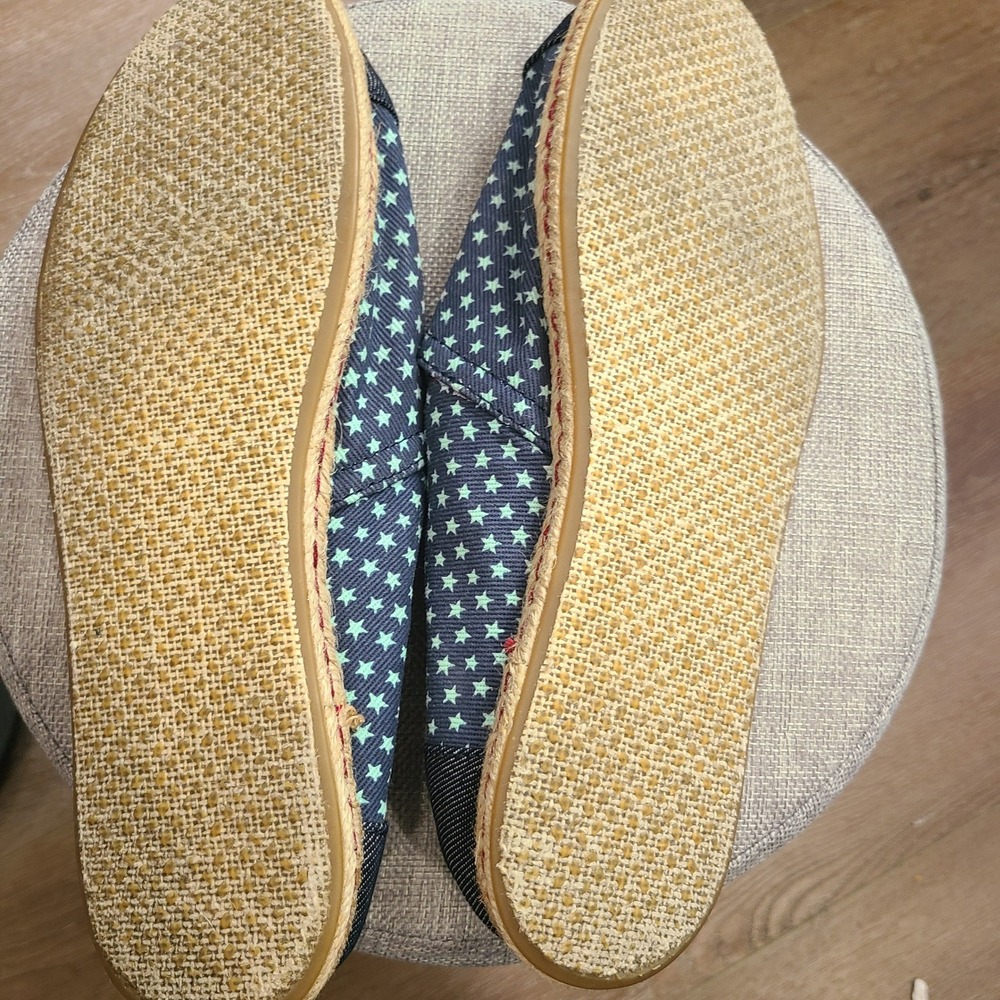 TOMS Alpargata Blue Denim Mint Green Star Print Slip On Shoes Womens‎ 9 - Picture 8 of 15